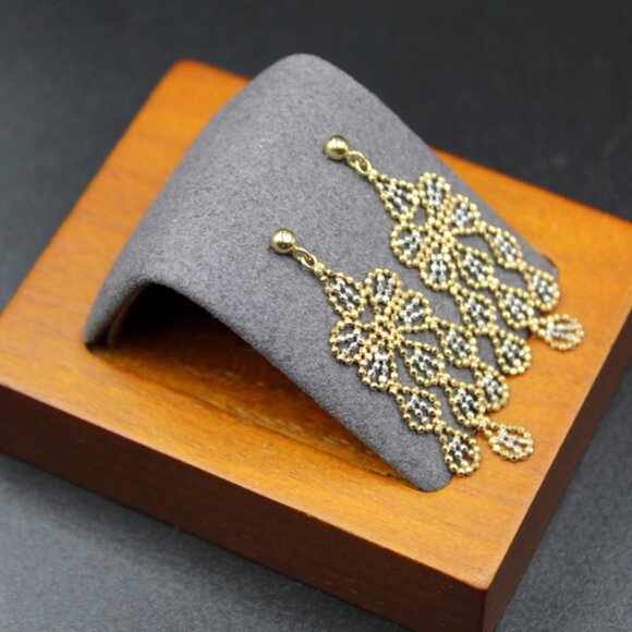 14K Yellow and White Gold Chandelier Earrings - Picture 4 of 7